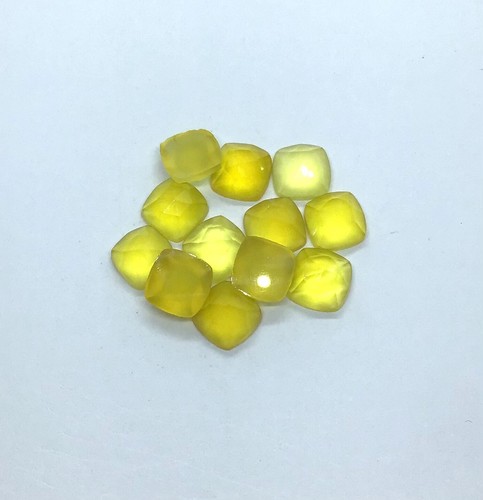 Cojín de calcedonia amarilla corte rosa AAA piedras preciosas sueltas naturales para hacer joyas - Imagen 6 de 8