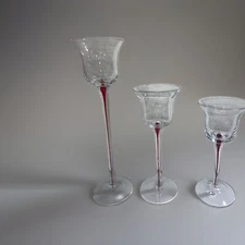 Home EssentialsRed Teardrop Stem Tea Light Candle Holders, Three Tier Size (3pc)