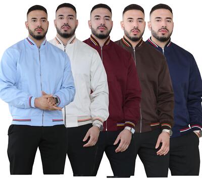 Herren Affe Bomberjacke Sommer Klassisch Polycotton Langarm Reißverschlusstaschen