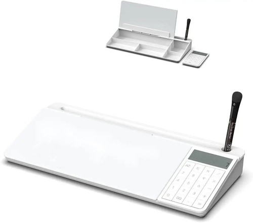 Glass Desktop Dry Erase Whiteboard with Storage Caddy and Calculator 15.75x7.09" - Picture 15 of 15