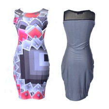 Bodycon Geometric Midi Dress Vintage Retro Style Print Clubwear Party Dress
