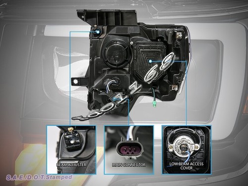 Ford F150 2009-2014 camioneta proyector LED negro faros señal de giro ámbar nuevo - Imagen 2 de 5