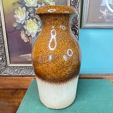 Vintage West German Scheurich Keramik Brown Glazed Pottery Vase 208/21 (22cm)