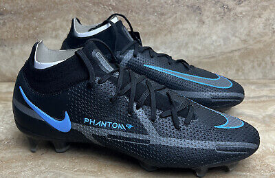 Nike Phantom GT2 Elite DF FG Soccer Cleats Black Grey Blue Nike Phantom GT2 Elite DF FG Soccer Cleats Black Grey Blue