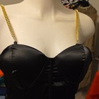 Women’s 2XL Black Satin Bustier Corset Top, Opaque Demi, Chain Straps — photo 2