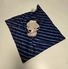 Carters Just One You Tiger Baby Security Blanket Tan Navy Blue Stripes 13" Lovey