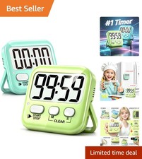 Cute 2 Pack Magnetic Digital Timer for Kids Cooking - AAA Batteries Included