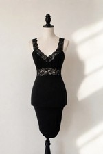 SHEIN Black Lace Bodycon Dress Size M V-Neck V-Back NWOT Little Black Dress