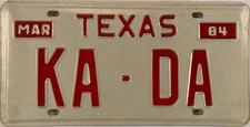 Vanity KA DA license plate Kim Kevin Karl Kelly Ken Kathy Kyle Don Dan Dave Drew
