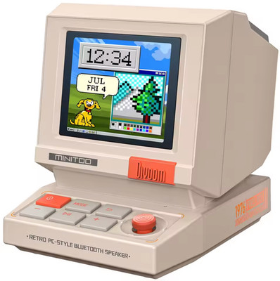 Divoom MiniToo Retro Bluetooth Lautsprecher Tragbar Pixel Display Spieluhr Retro C