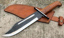 15 Hand Forged Classic Bowie Knife Wood Handle Carbon Steel Leather Sheath EDC