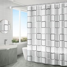 Shower ain Liner with 12 Plastic Hooks, 72x72 Inch Plastic