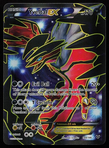 Yveltal EX 144/146 Holo Full Art XY Base Set Pokemon Card