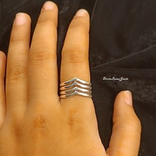 925 Sterling Silver Chevron Ring, Minimalist Multi-Band Stacking Ring All Size