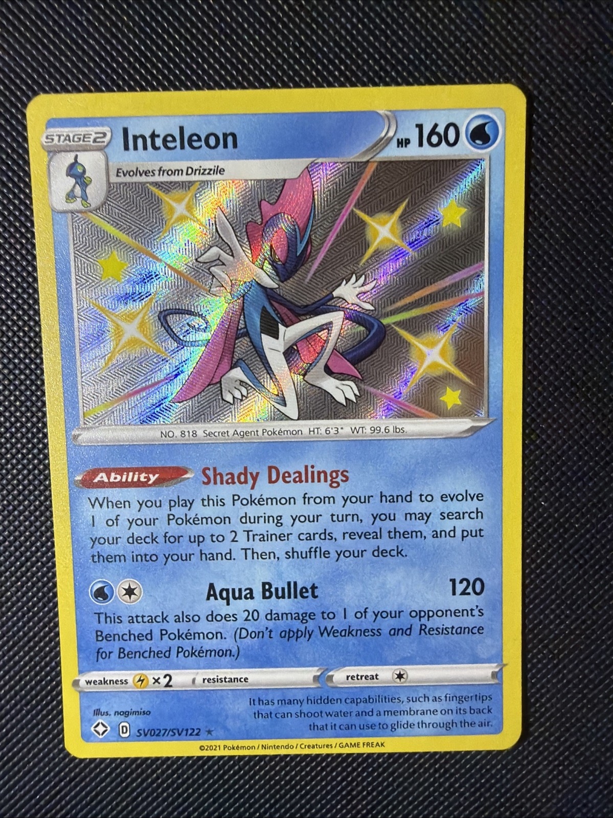 Pokemon TCG Inteleon Shining Fates: Shiny Vault Shiny Holo Rare SV027/SV122 Holo