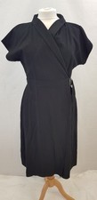 Warehouse Black Twill Wrap Dress Size 14 BNWT