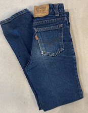 Vtg 80s 0216 Levis Jeans Boys Sz 12 Slim Blue Denim Orange Tab USA Made