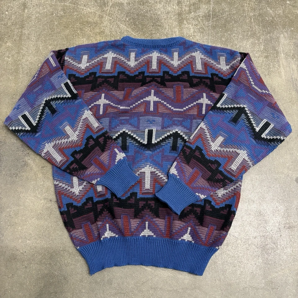 1980s Vintage Explosive Styling Saturdays Knit Sweater Vibrant Size Large - Image 2 of 4