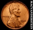 1945 Lincoln Wheat Cent- Red- Choice Gem Brilliant Uncirculated Luster #J4875