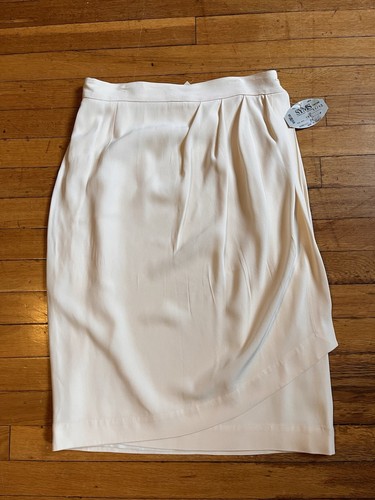 Guy Laroche, VINTAGE Guy Laroche Boutique Paris Wrap Skirt Women's W12 Cream White 80s