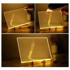 1-Acrylic Dry Erase Board With Light 15x15cm Writing Board For Desktop Note LVKZ