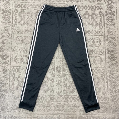 Adidas Pants Youth Kids 3-Stripes Gray Active Casual Joggers Size Large 14/16