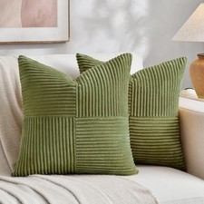 2 Packs Decorative Throw Pillow Covers 16x16 16" x 16" Pack of 2 Moss Green