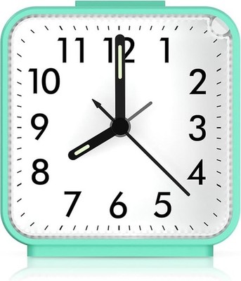 Analog Alarm Clock, Silent Non Ticking Small Clock, Travel Alarm Clock with Snoo