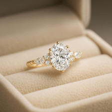 2ct Oval Cut Moissanite Ring 925 Silver Unique Engagement Wedding Gift Ring