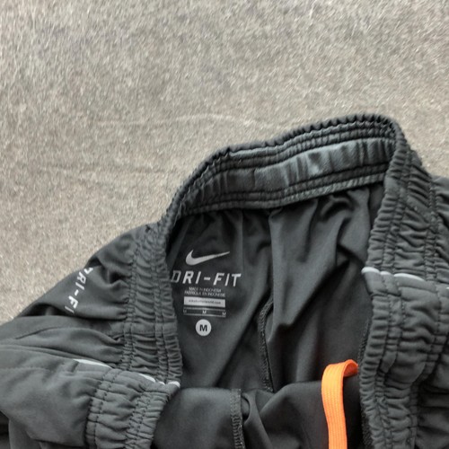 Nike Shorts Mens Medium Black Orange Mesh Panel Logo Pockets Dri Fit * - Picture 7 of 10