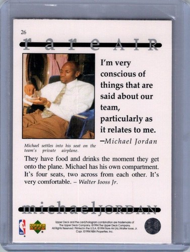 1994 Upper Deck Jordan Rare Air #26 Michael Jordan Card - Picture 2 of 2