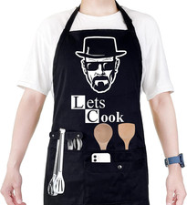 Funny Cooking Chef Apron with Pockets BBQ Kitchen Work Aprons Birthday Dad Creat