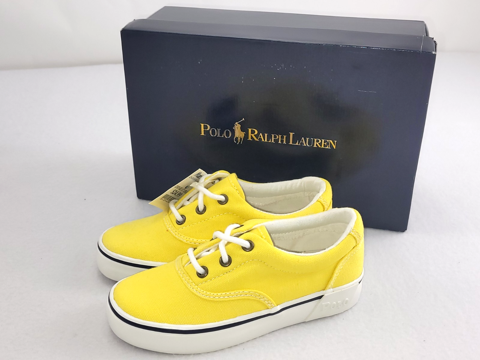 PONY Polo Ralph Lauren Giallo Evan 91264 Tela Sneakers Scarpe Unisex Bambino Taglia 12