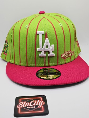 New Era LA Dodgers Big League Chew Watermelon 59FIFTY Fitted Hat Sz 7 3/8