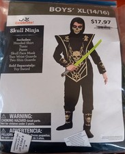 Boy's Costume Skull Ninja XL 14-16 Celebrate New