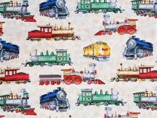 David Textiles Colored Trains Tan 100 Cotton Sewing Fabric 32"x43"