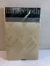 Gold Lattice Damask Tablecloth 60x84 Rectangle Holiday Dining Christmas
