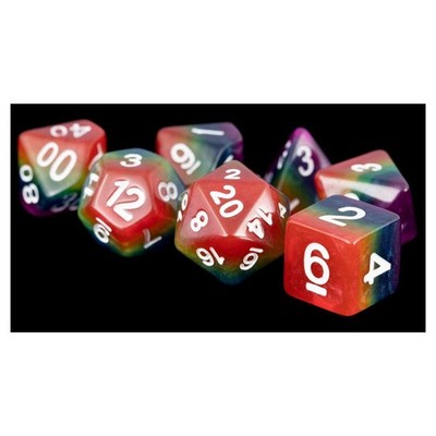 Fanroll By Mdg Rainbow Metallic Polyhedral Dice Set 7-Set 16Mm White