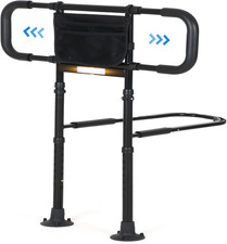 Elderly Bed Rails with Motion Light Pocket - Safety Grab Bar for All Bed Sizes