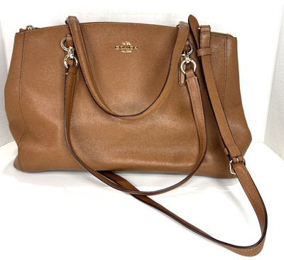 Coach Christie Carryall  Tan Pebble Leather Shoulder Bag  EUC