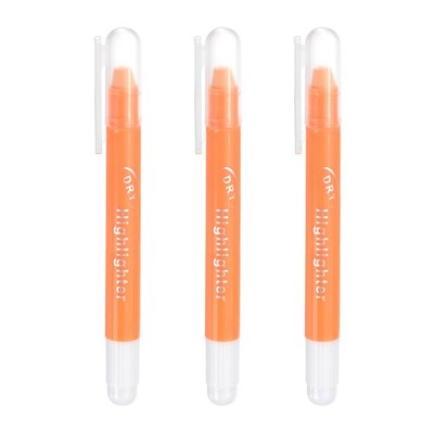 Solid Highlighters, 3 PCS Twistable Fluorescent Highlighter Markers, Orange