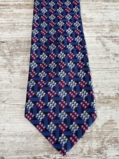 Bruno Piattelli Silk Tie Blue Pink Geometric Pattern Mens Necktie 59x4 USA Made