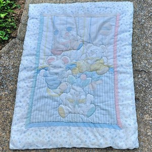Vintage Baby Puffalumps Pastel Quilt Blanket Comforter Fisher Price 80s 41” X 31