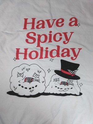 First We Feast Hot Ones Spicy Holiday snowman Hoodie Large FLAWED read