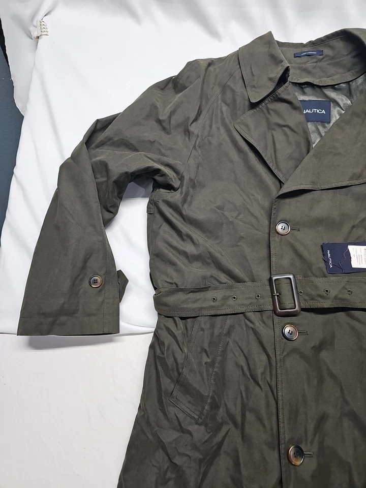 Gabardina De Colección Nautica Para Hombres 40T Peltre Doble Pecho Forrada Preppy Retro Foto 4 de 4