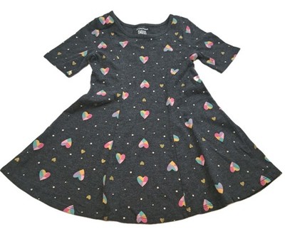Jumping Beans Girls 3T Printed Heart Dress Navy Rainbows