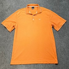 Nike Golf Dri-FIT Polo Shirt Mens Large Orange Textured Stripe Short Sleeve 120