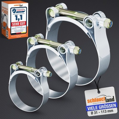 SCHLAUCHSCHELLE W2 T-BOLZEN-SCHELLE Spannbacken Klemme V2A Sortiment DIN 3017
