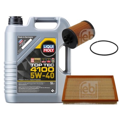 FEBI Inspektionspaket 5L LIQUI MOLY Top Tec 4100 5W-40 für Opel Corsa C F08
