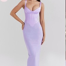 NWT House of CB Breeze Satin Maxi Dress Women's Size S Regular Cup Orchid